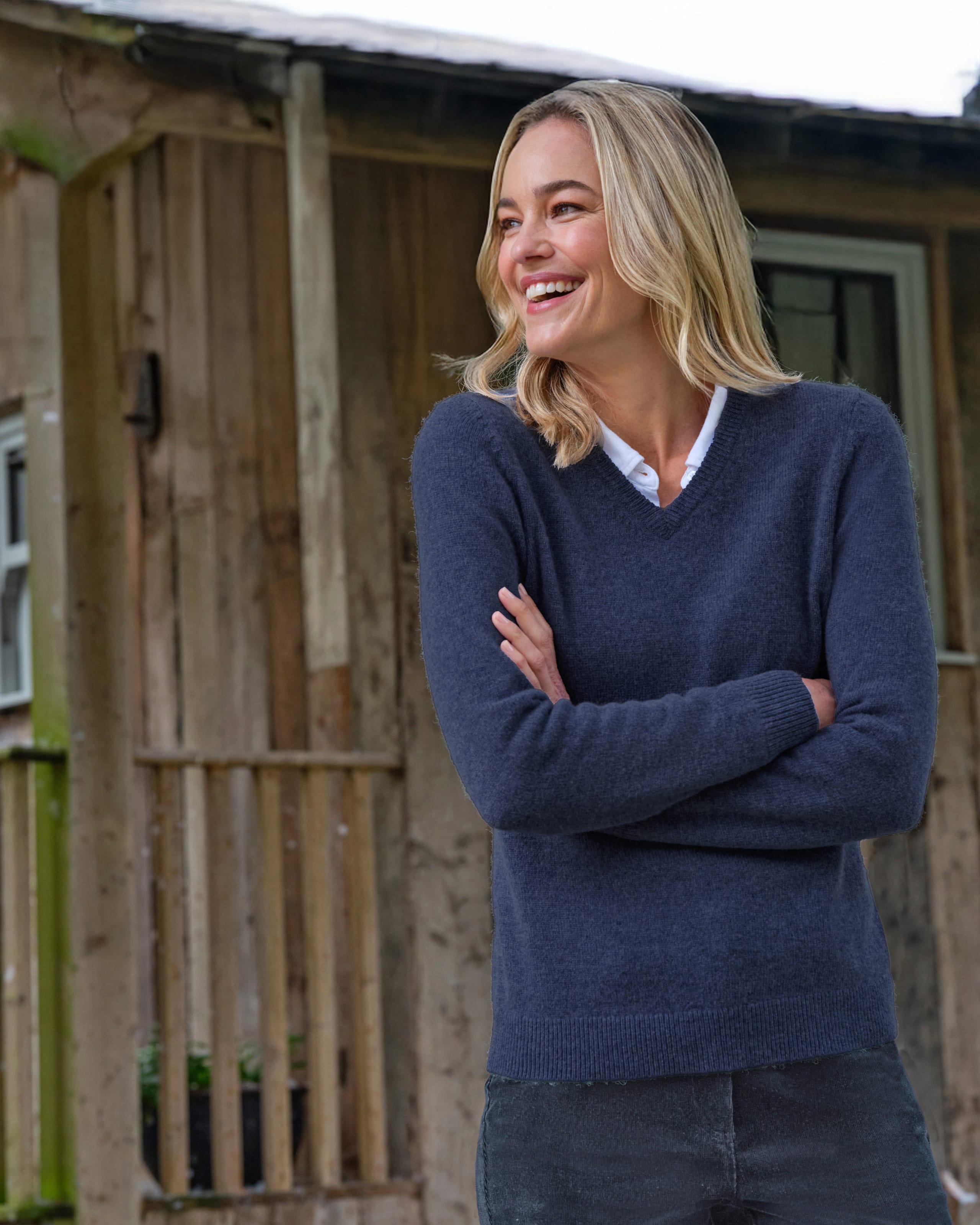 Mineral Green | Womens Lambswool V Neck Sweater | WoolOvers US