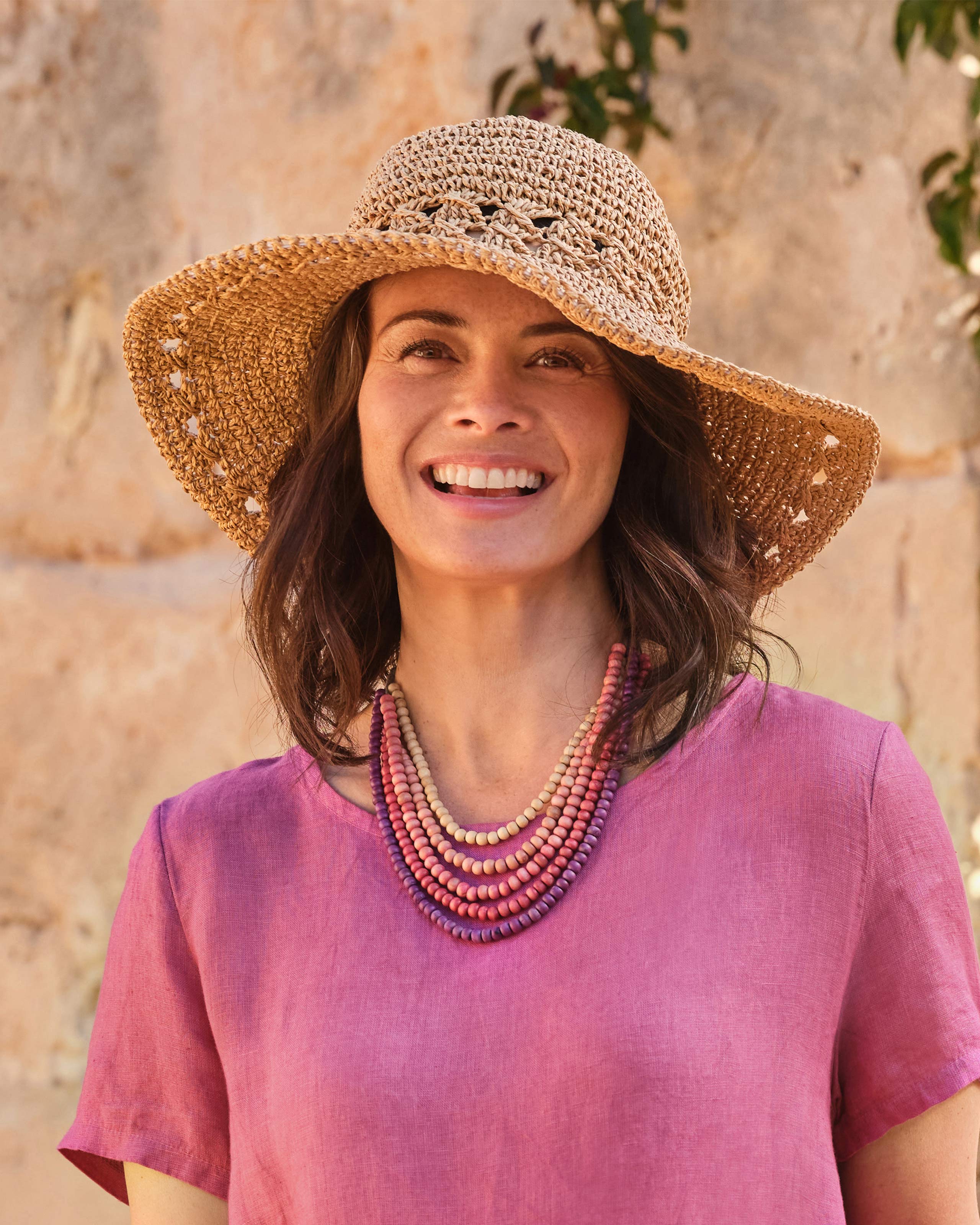 Natural Crochet Straw Sunhat with Cotton Bow WoolOvers AU