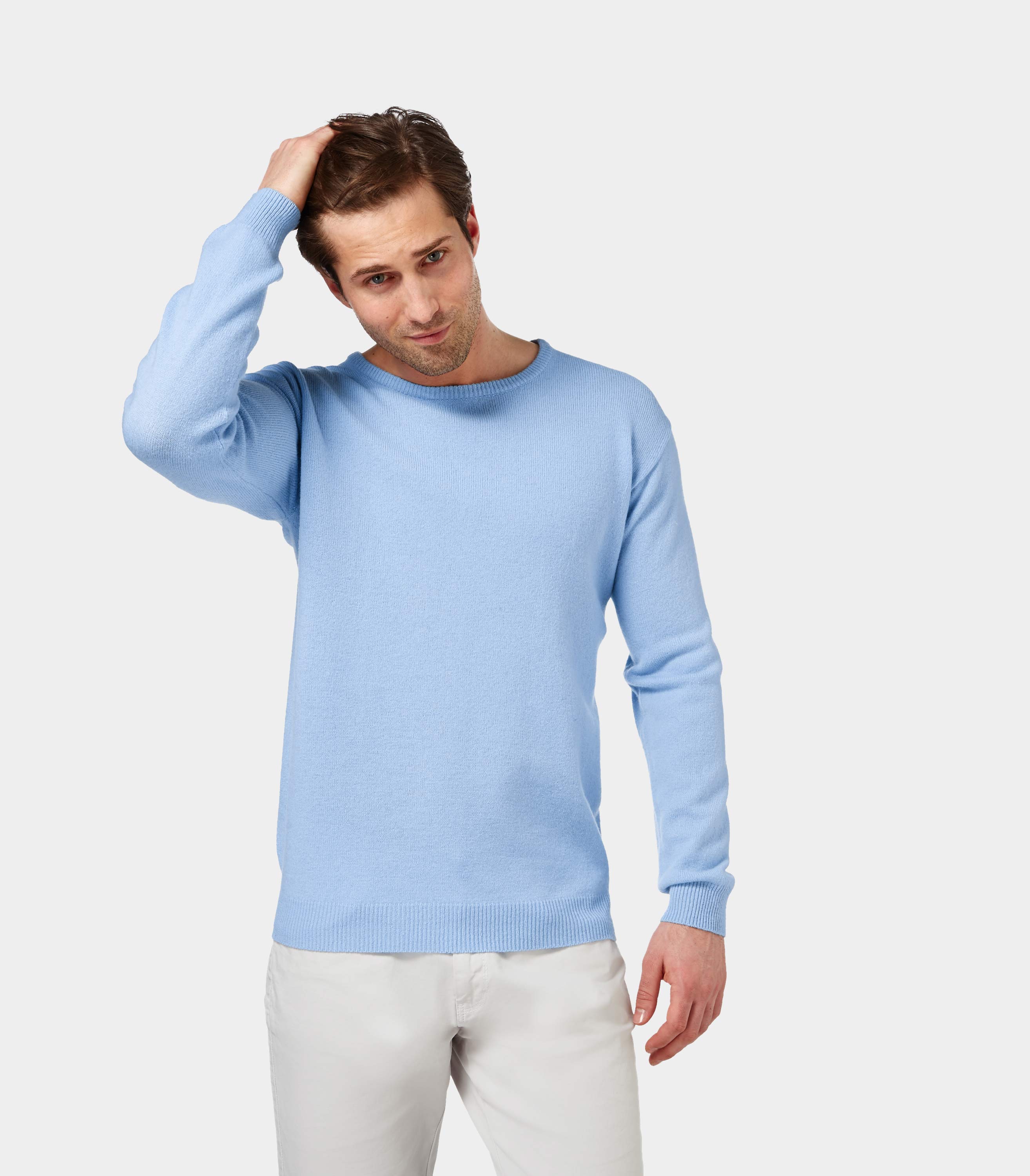 Pale Blue | Mens Lambswool Crew Neck Jumper | WoolOvers AU