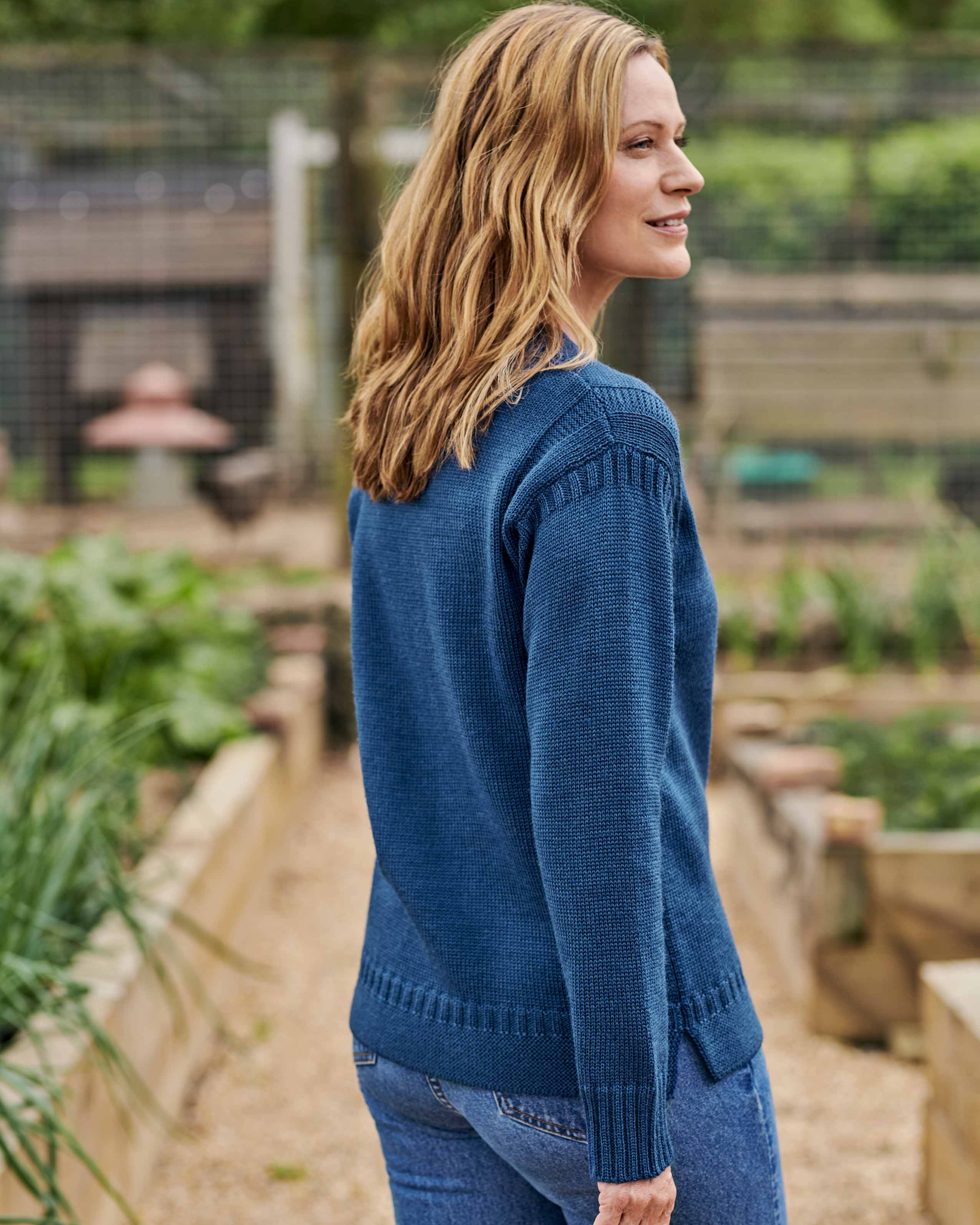 Blue 100 Pure Wool Guernsey Jumper WoolOvers UK