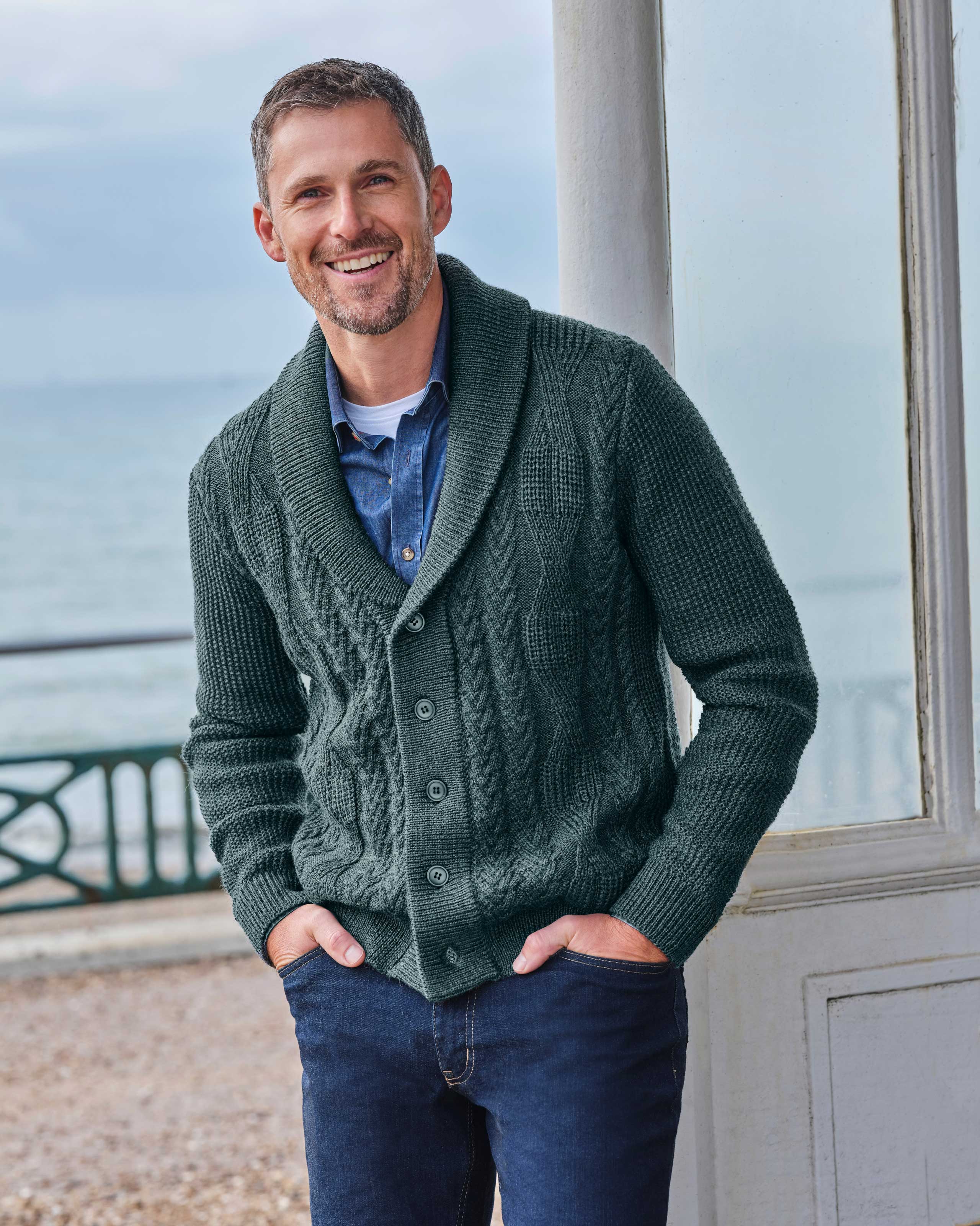 Kiltimagh | Logan Cable Shawl Collar Cardigan | WoolOvers UK