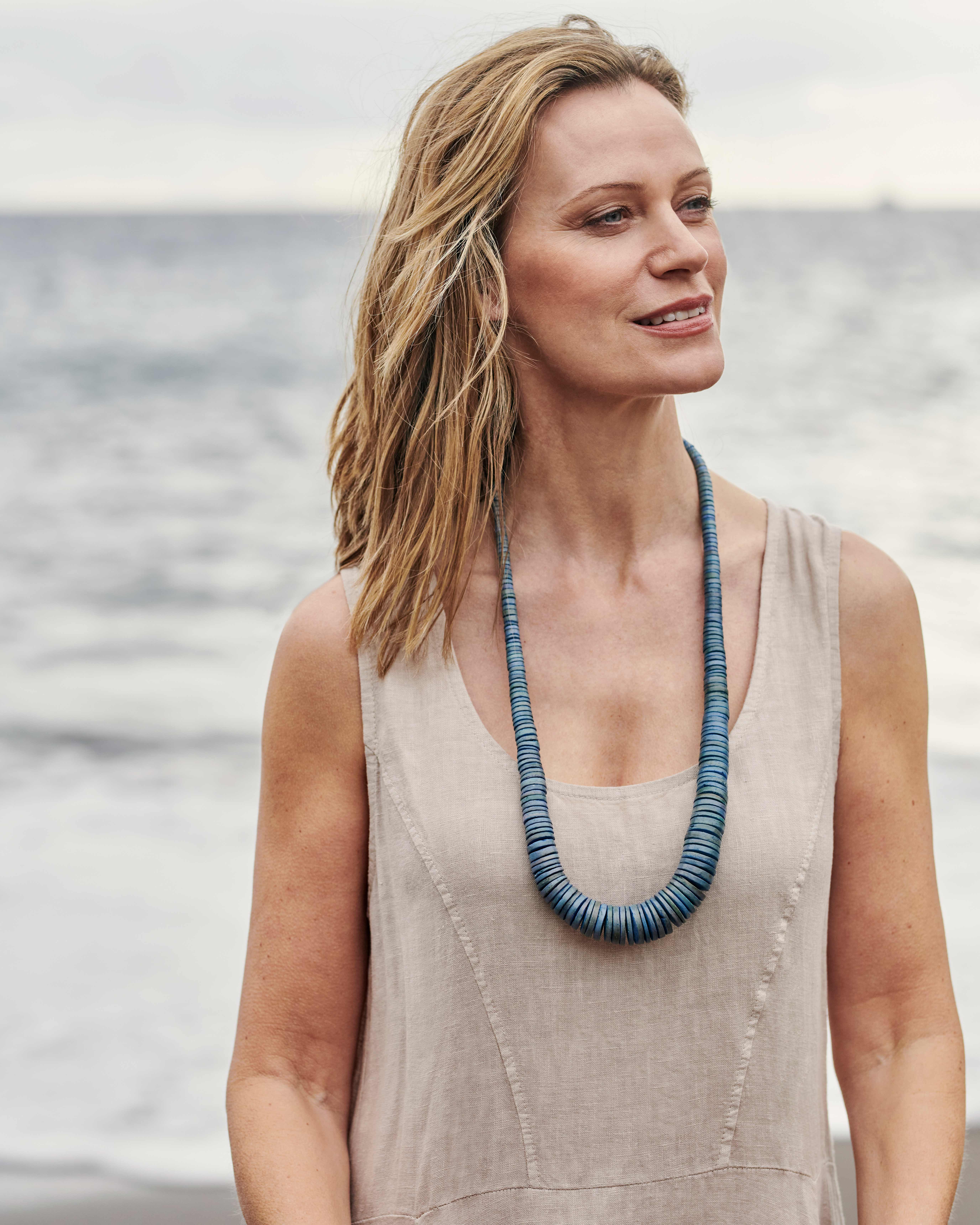 Denim | Long Graduated Disc Necklace | WoolOvers AU