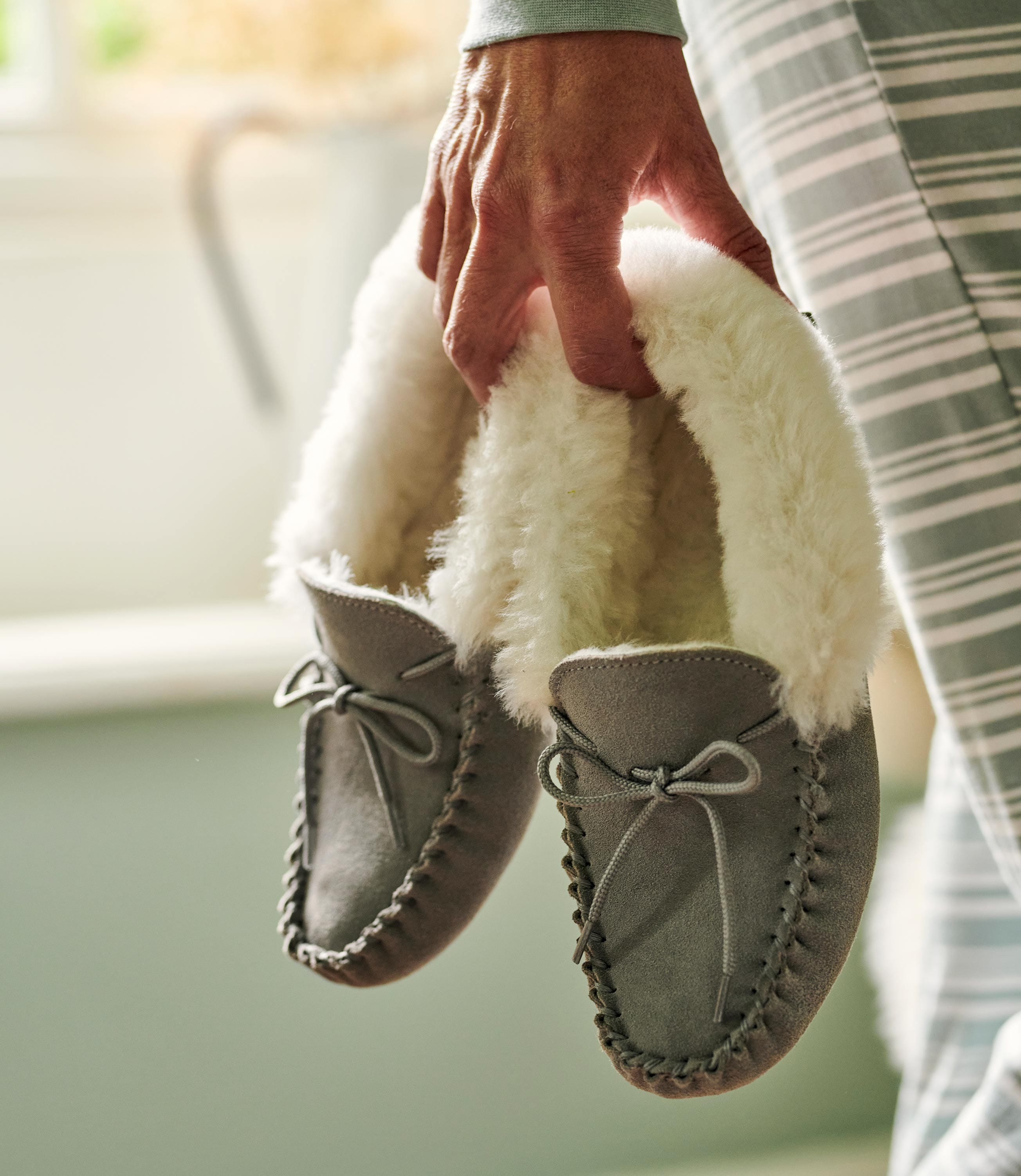 Grey Womens Sheepskin Moccasin WoolOvers US
