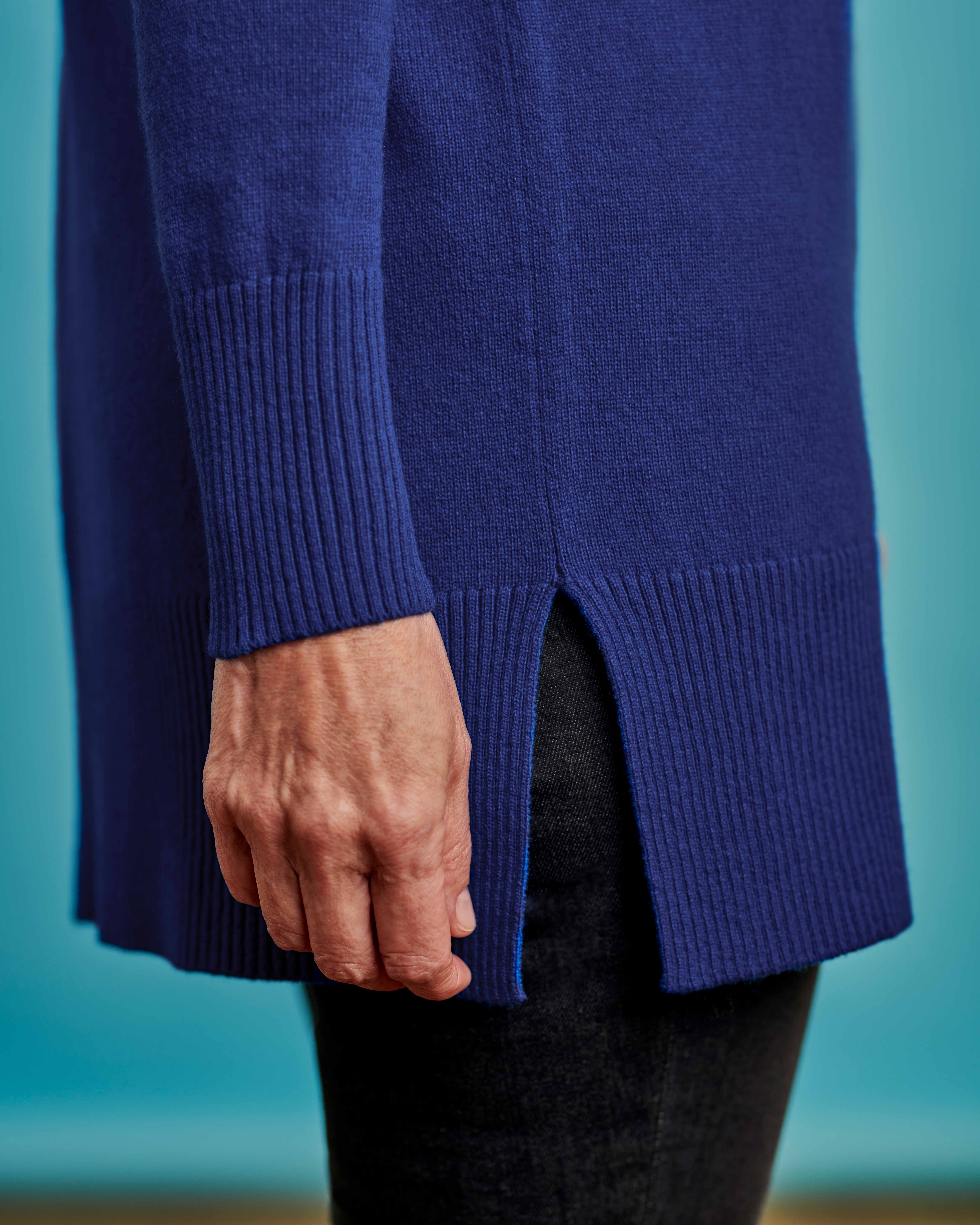Sapphire Blue | Cashmere Merino Deep V Neck Tunic | WoolOvers AU