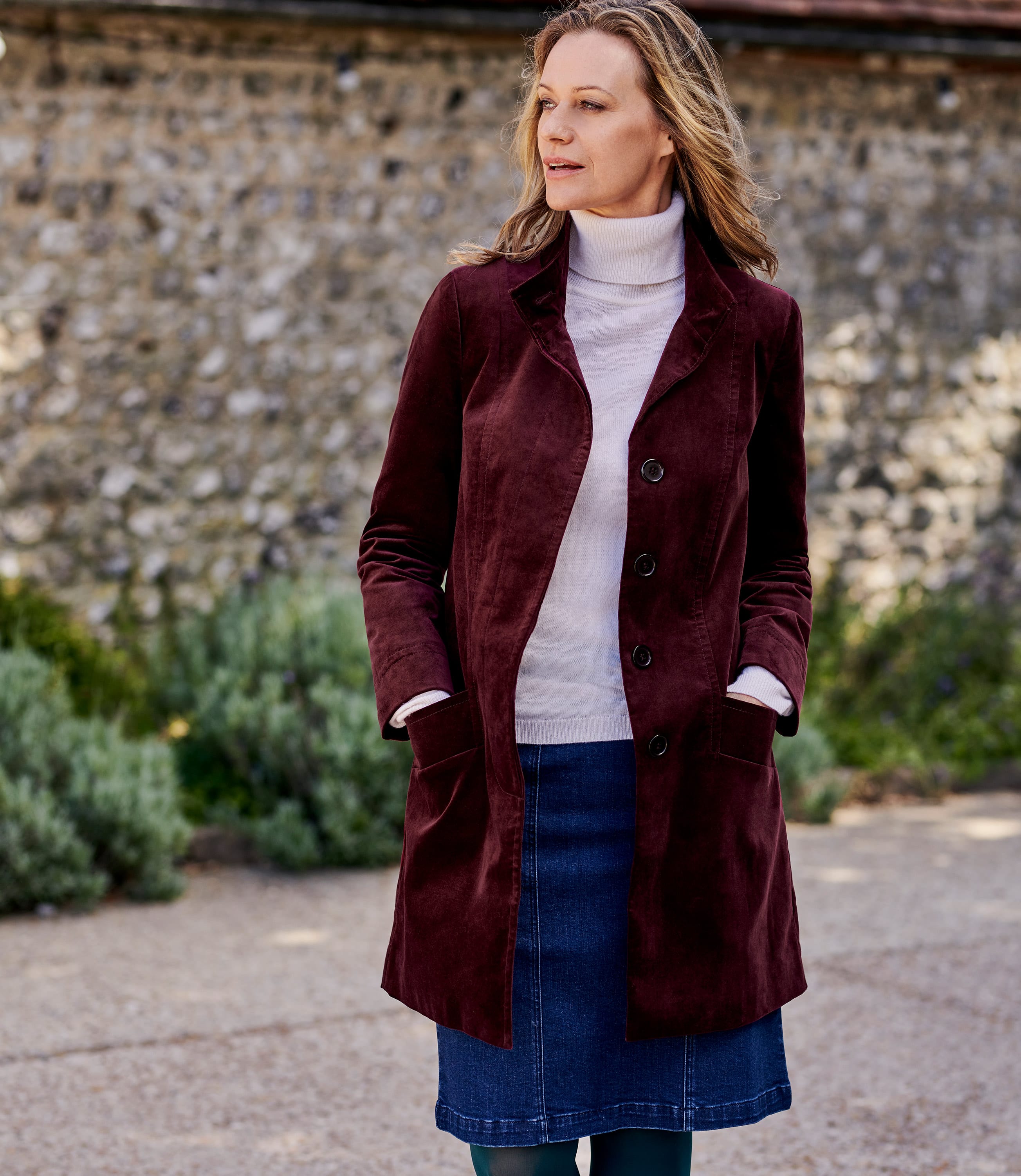 laura ashley moleskin funnel neck coat