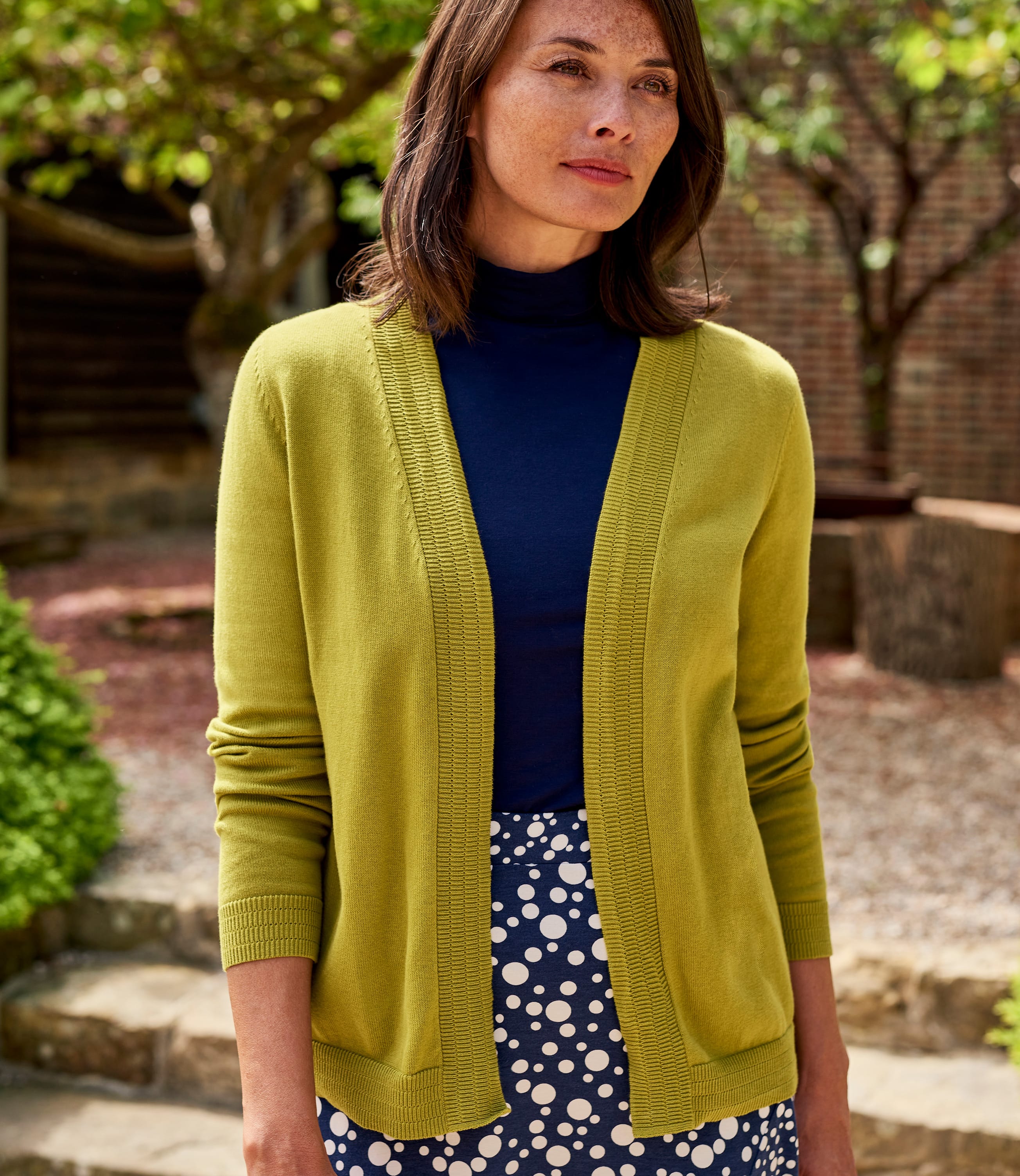 Chartreuse | Womens 100% Organic Cotton Edge To Edge Cardigan ...