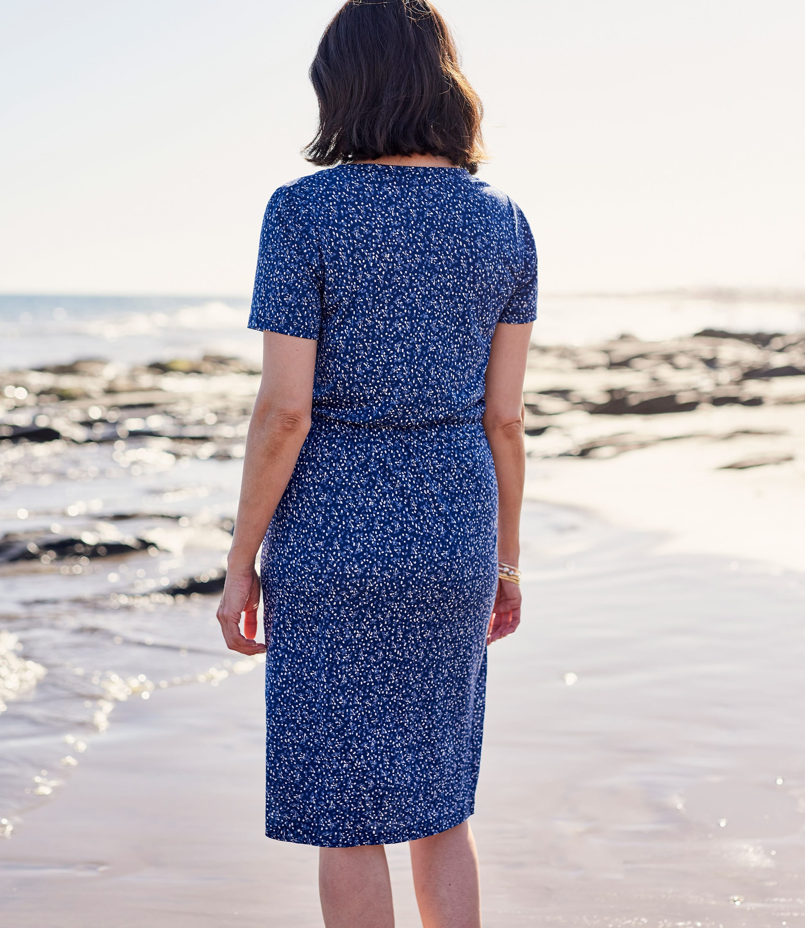 Blue Womens Jersey Wrap Skirt Dress WoolOvers AU