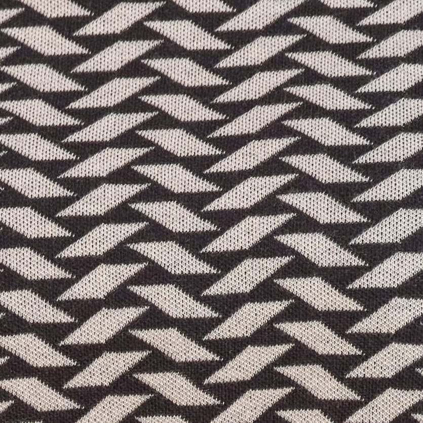 Black/Stone | Jacquard Geo Jersey Top | WoolOvers US