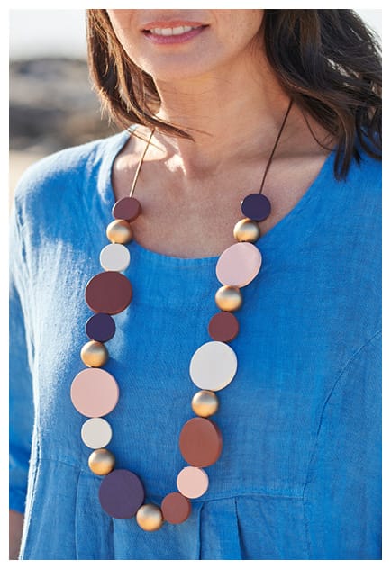 Wooden Bead Disc Necklace