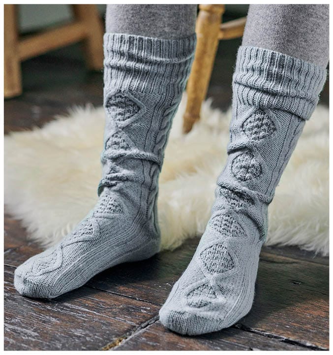 Womens Lambswool Cable Sock