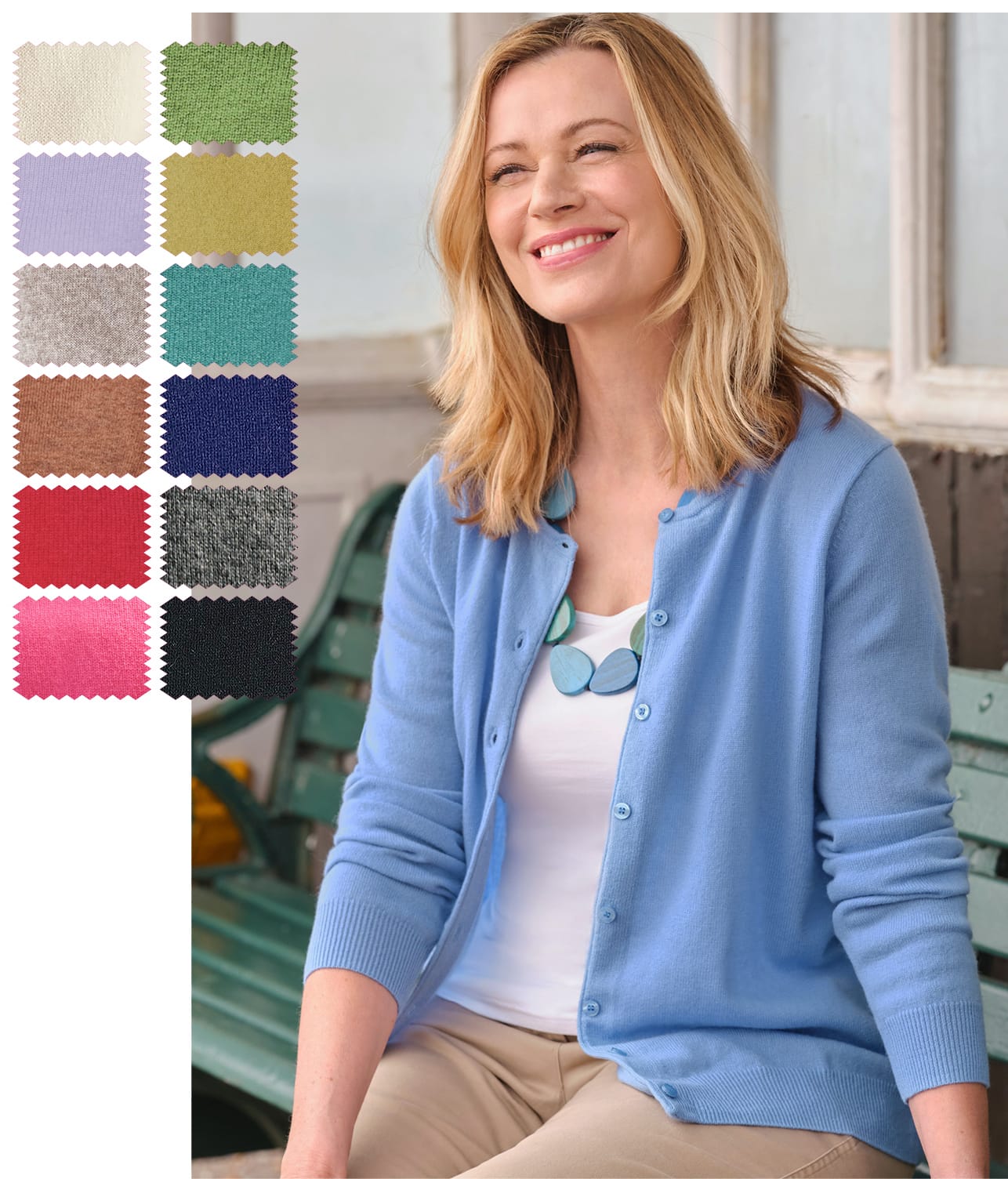 Cashmere Merino Crew Neck Cardigan