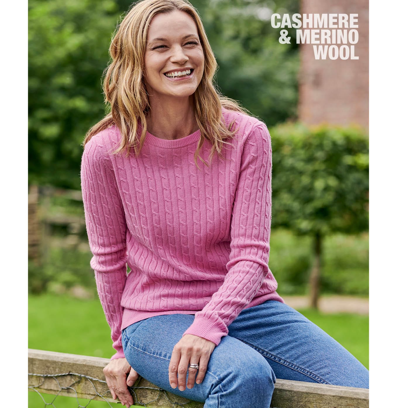 Cashmere Merino Cable Crew Neck 