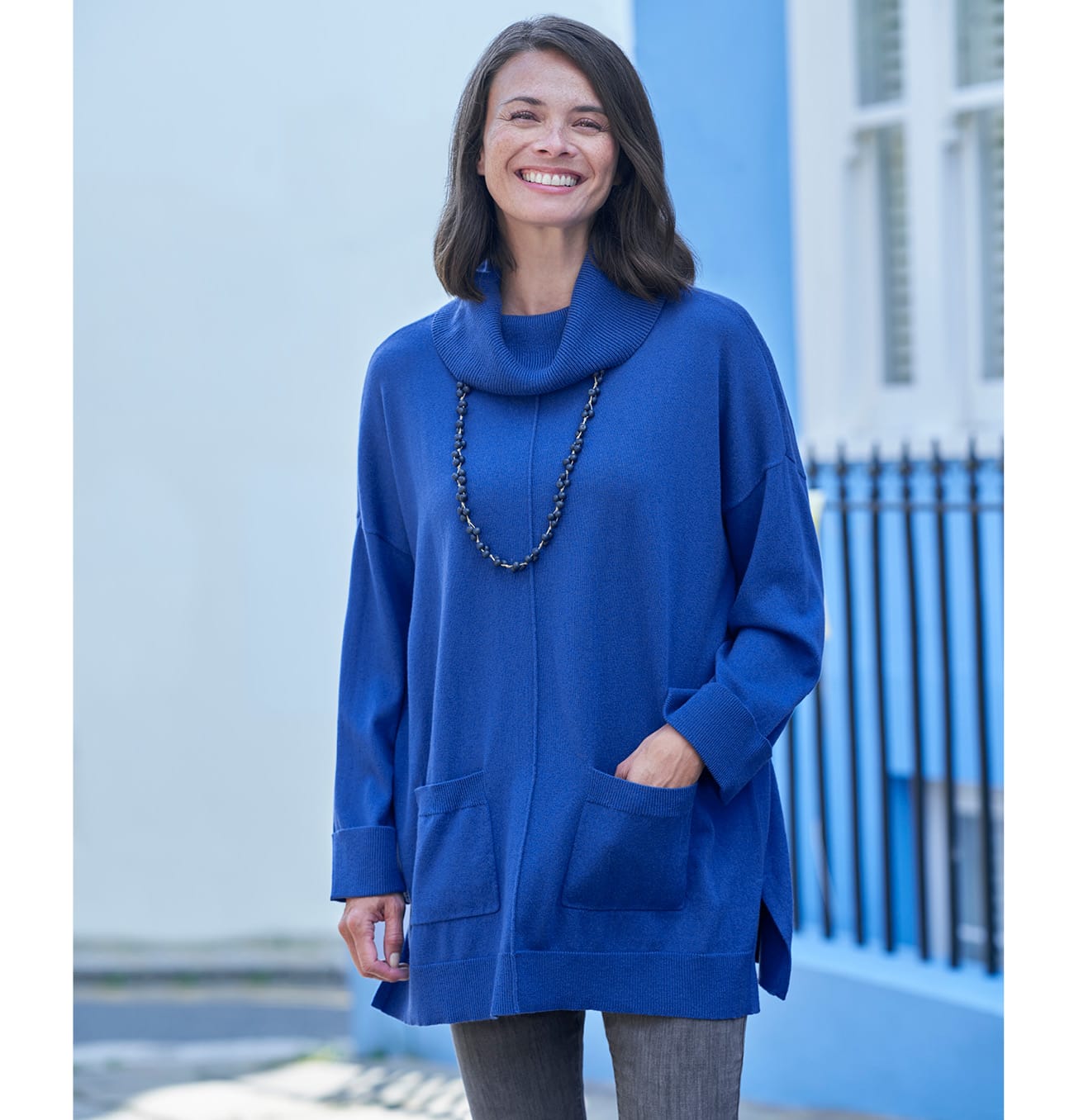  Cowl Neck Pocket Tunic 