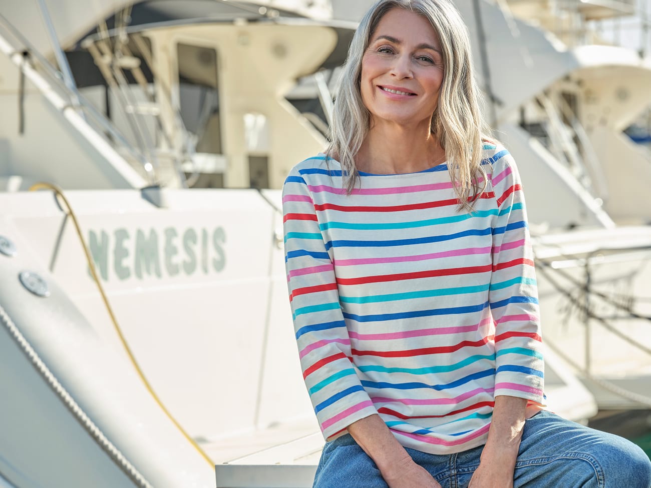 Organic Cotton Boat Neck 3/4 Sleeve Top