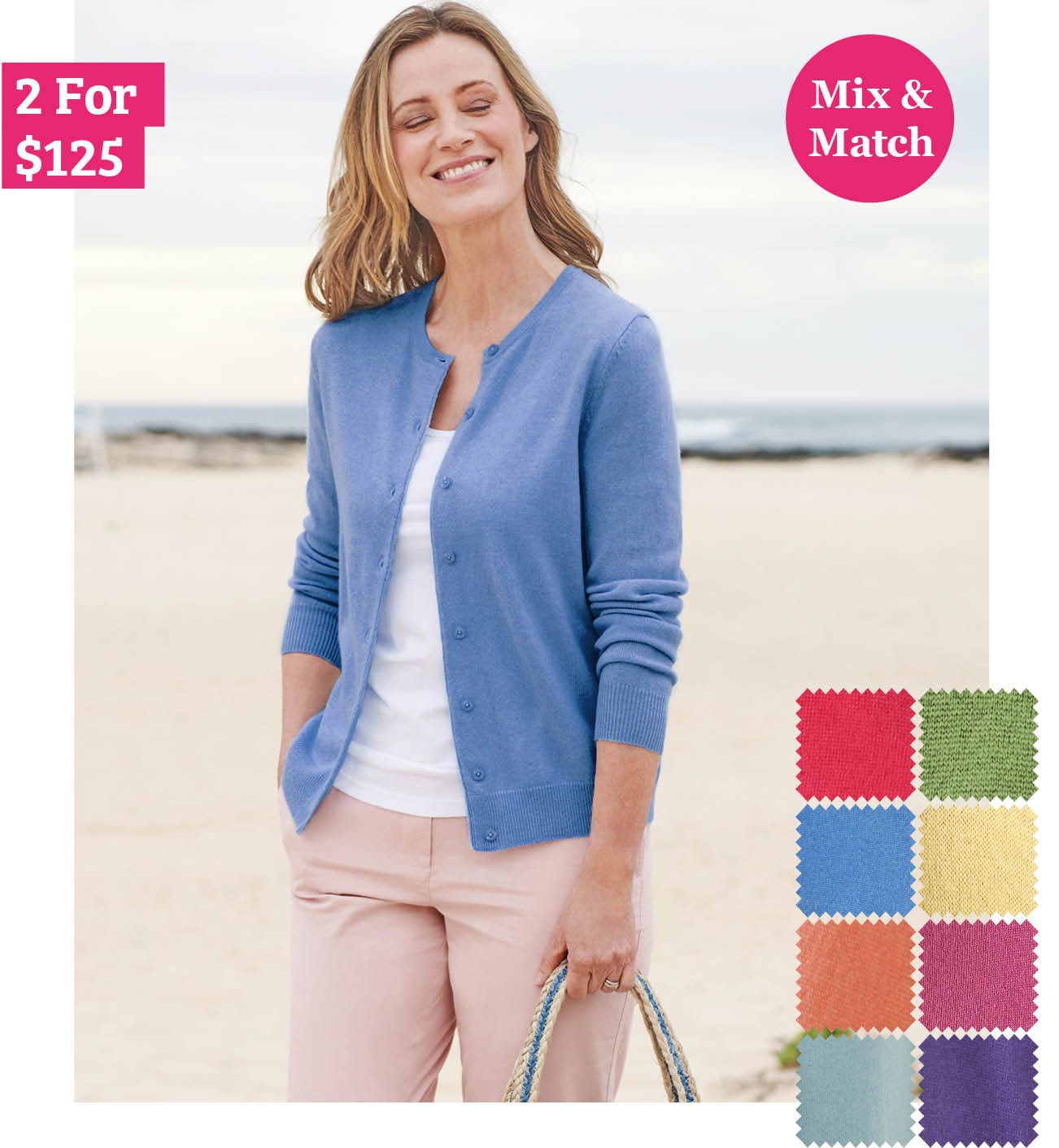 Cashmere Merino Crew Neck Cardigan