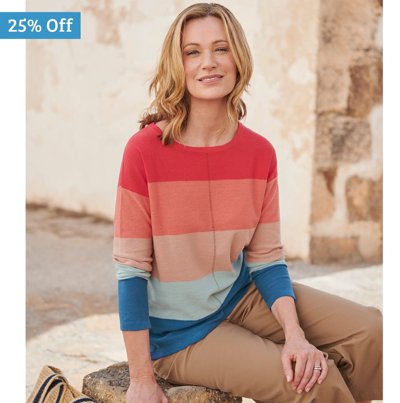 Colour Block Linen Cotton Sweater