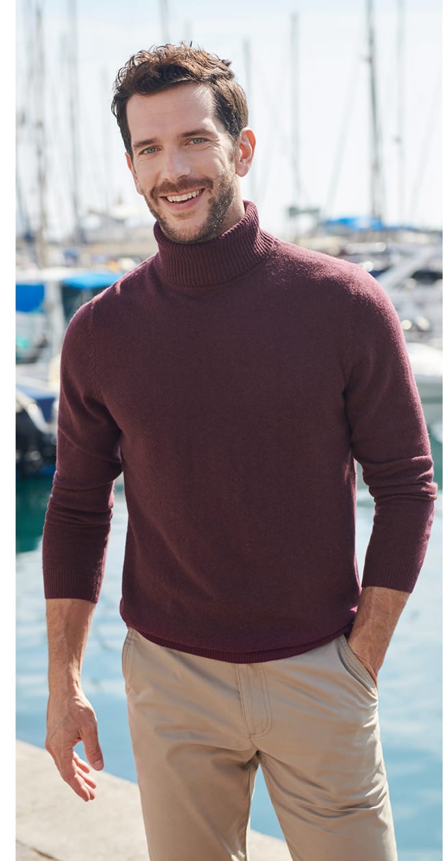 Cashmere and Merino Polo Neck Sweater