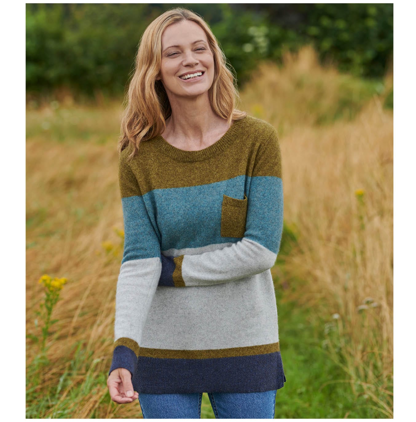 Colour Block Pocket Sweater