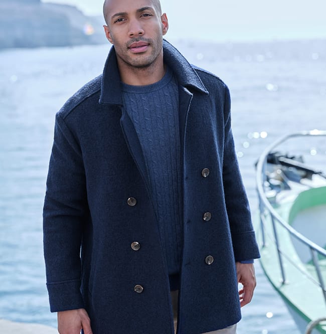 Boiled Wool Classic Peacoat