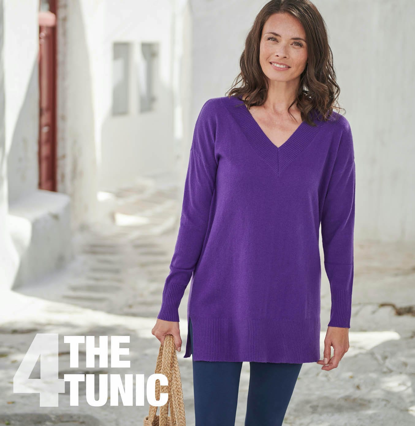 Cashmere Merino Deep V Neck Tunic