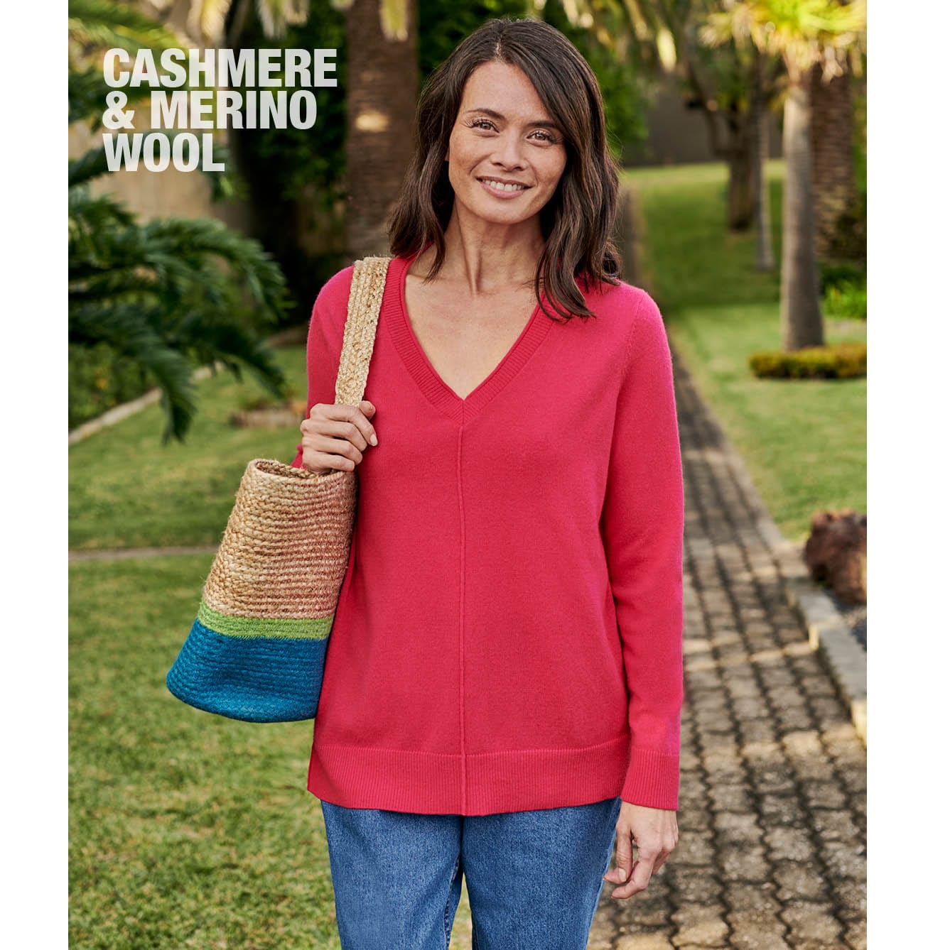 V Neck Jumper with Centre Front Seam Detail