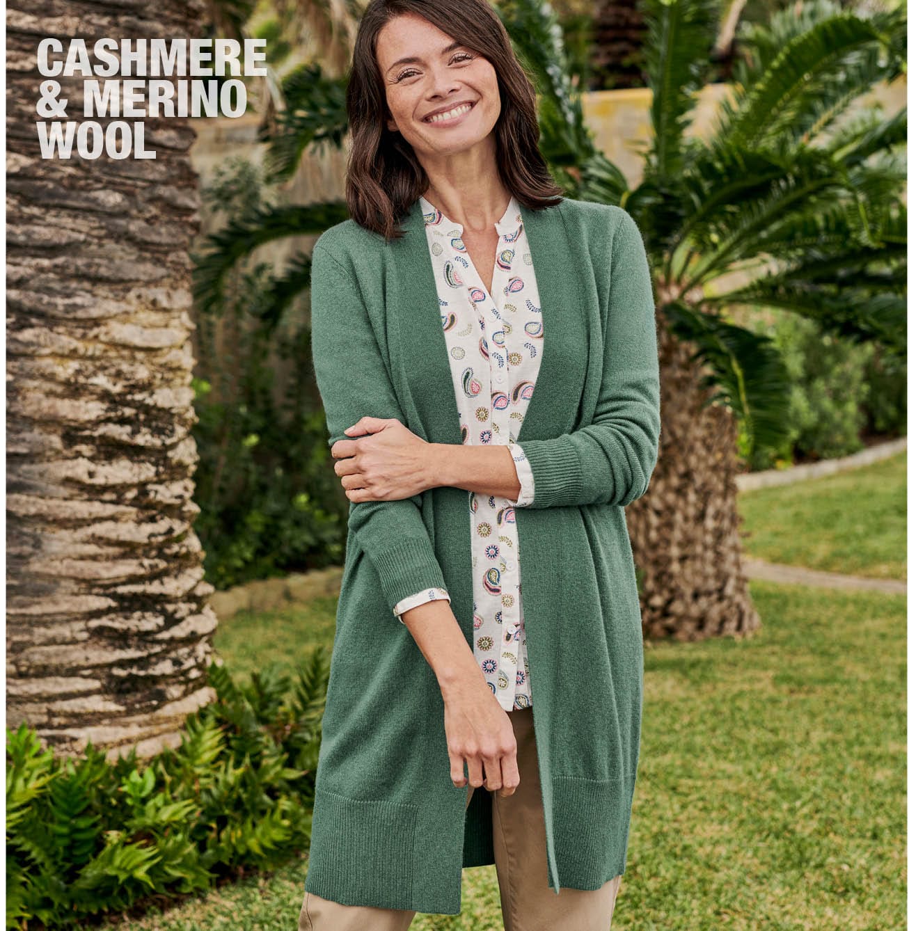 Cashmere and Merino Edge to Edge Long Cardigan