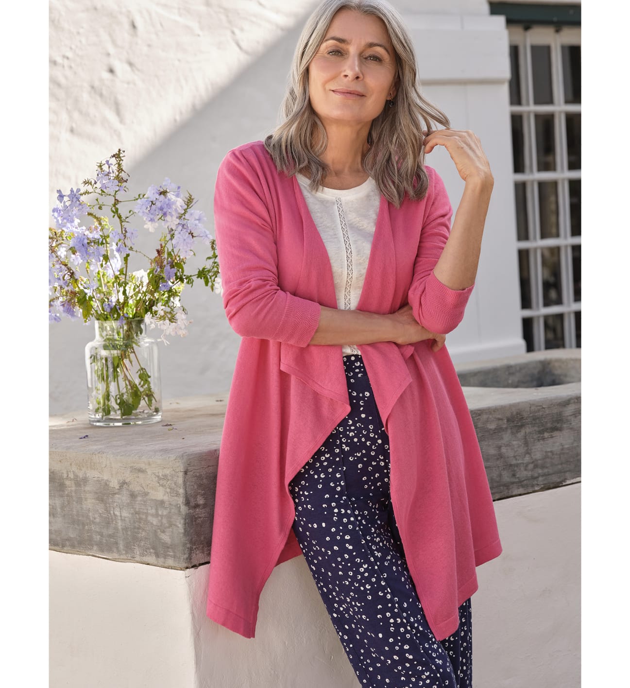 Linen Blend Waterfall Cardigan