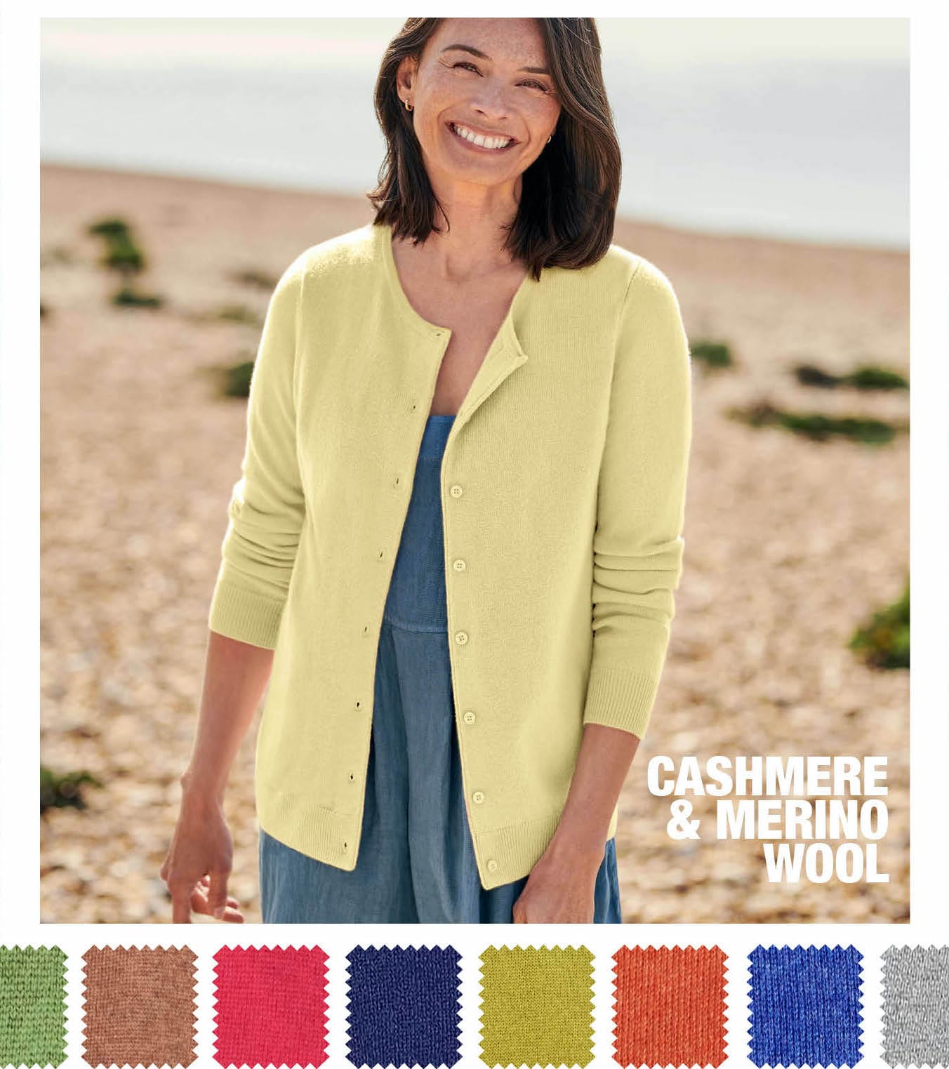 Cashmere Merino Crew Neck Cardigan