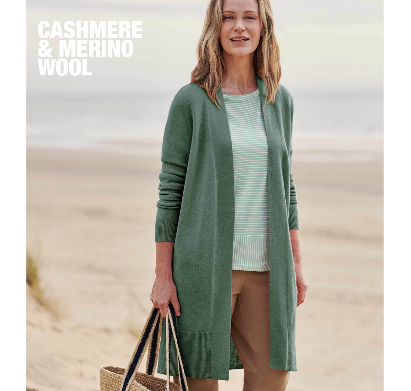 Cashmere and Merino Edge to Edge Long Cardigan