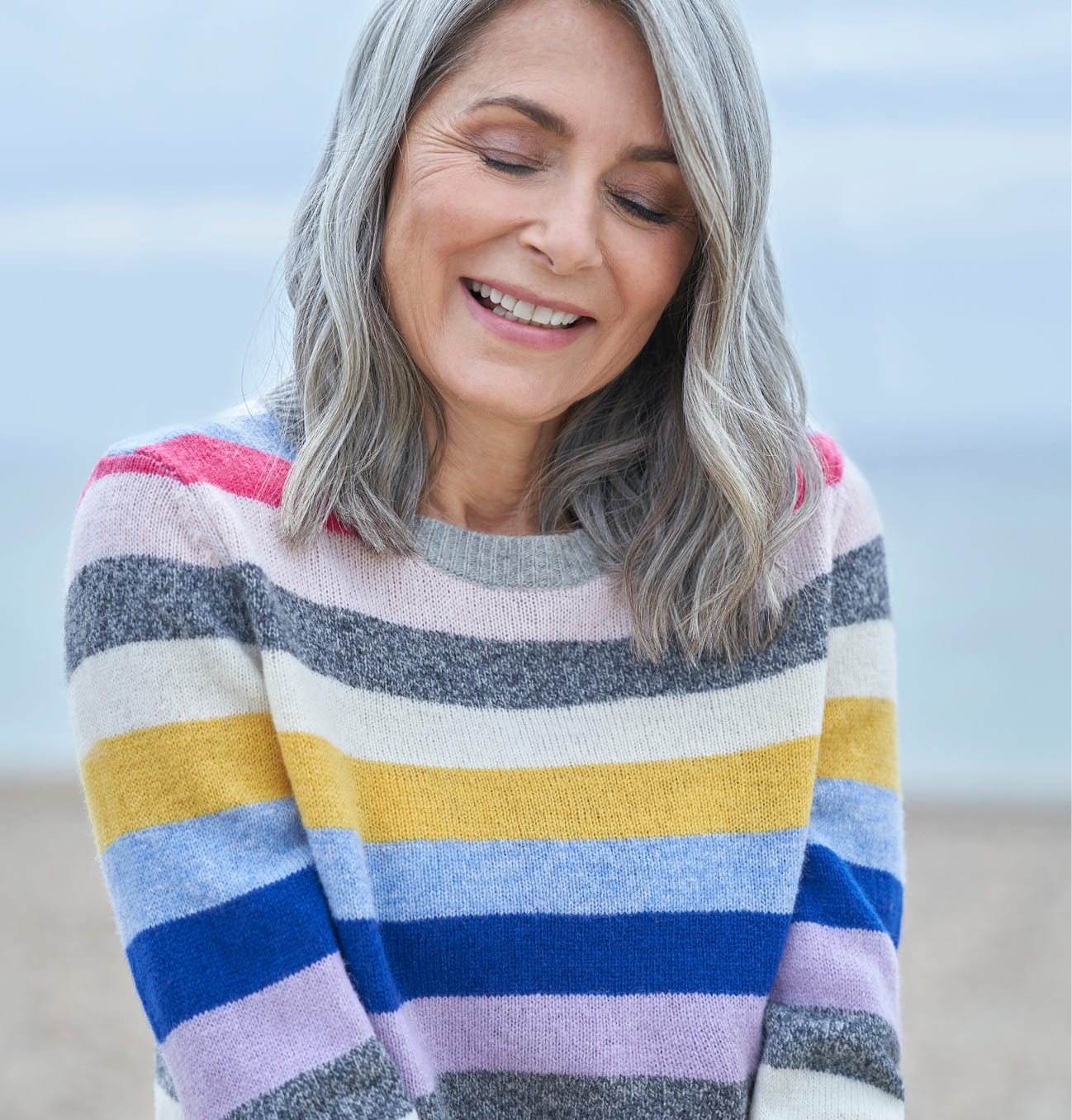 Button Neck Stripe Jumper