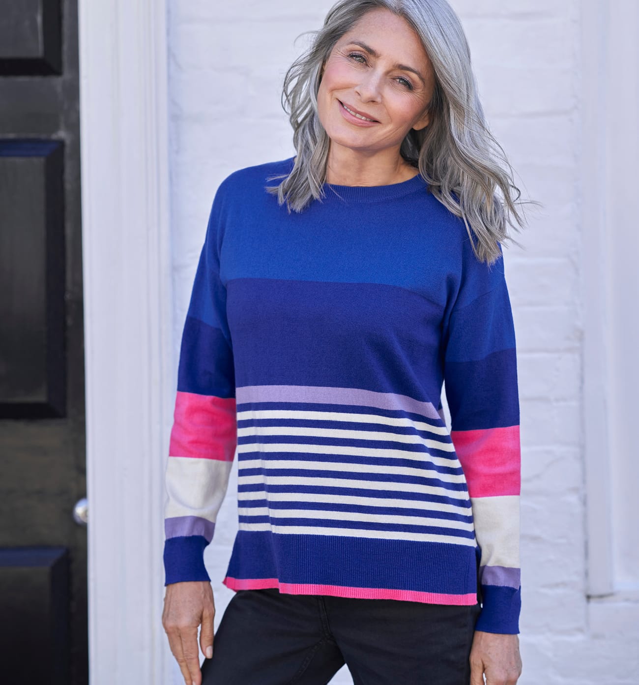 Color Block And Stripe Sweater