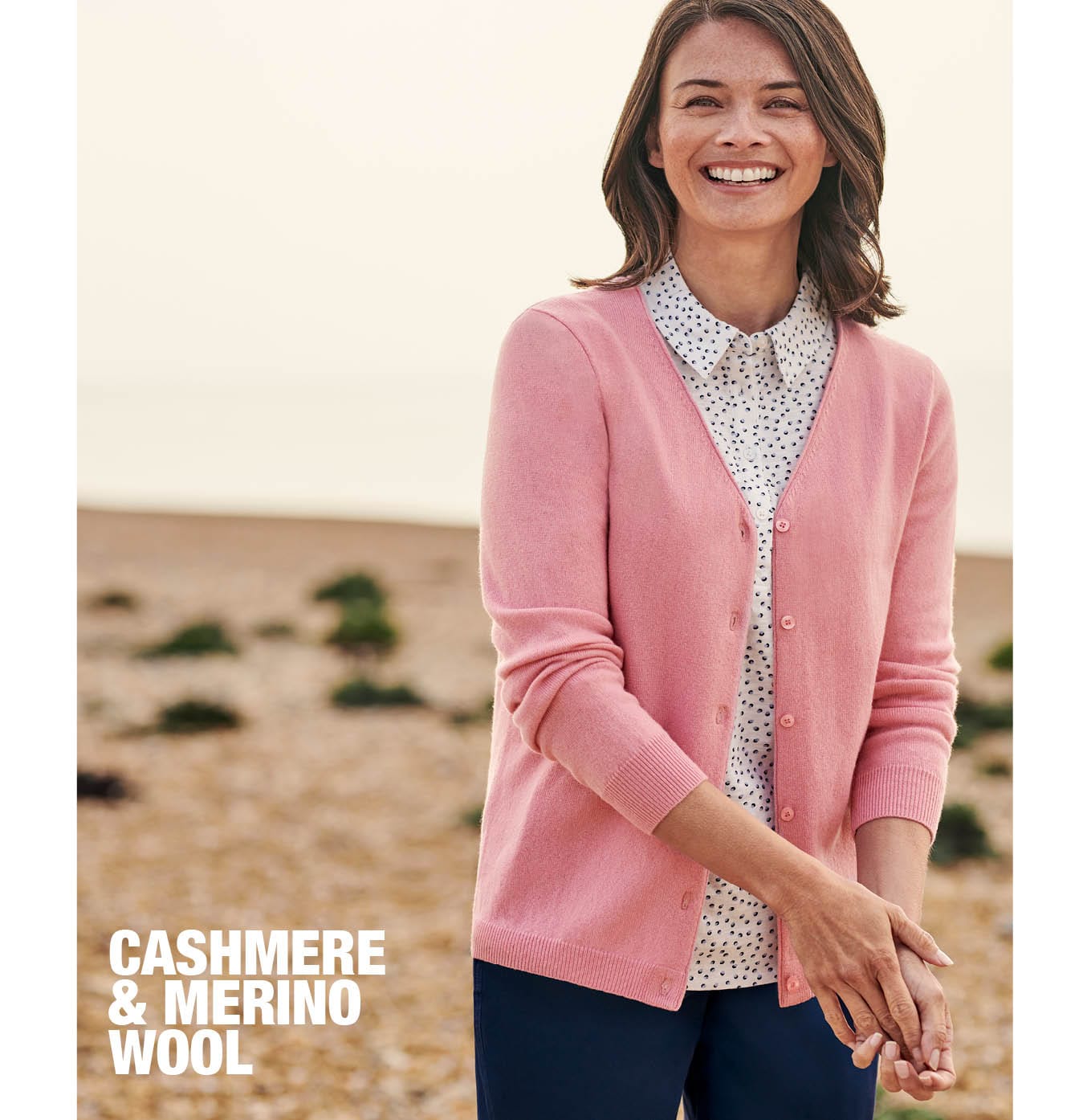 Cashmere Merino Classic V Neck Cardigan