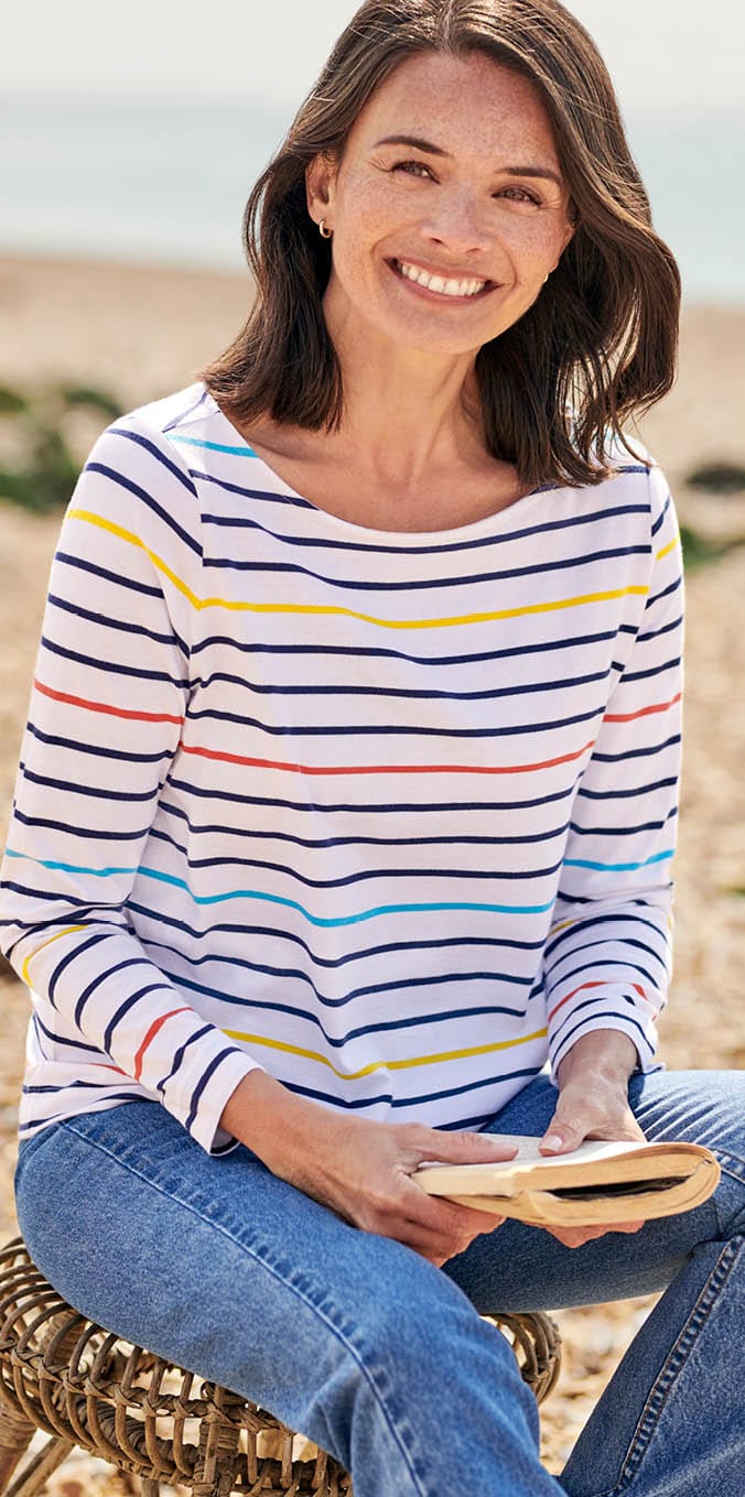 Organic Cotton Boat Neck 3/4 Sleeve Top