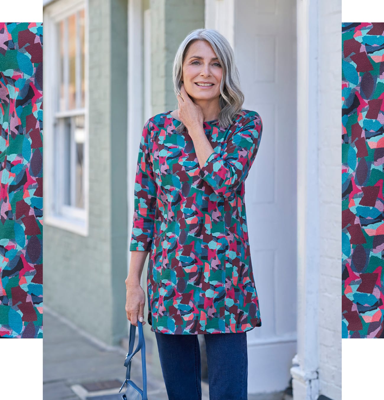 Curved Hem Printed Tunic