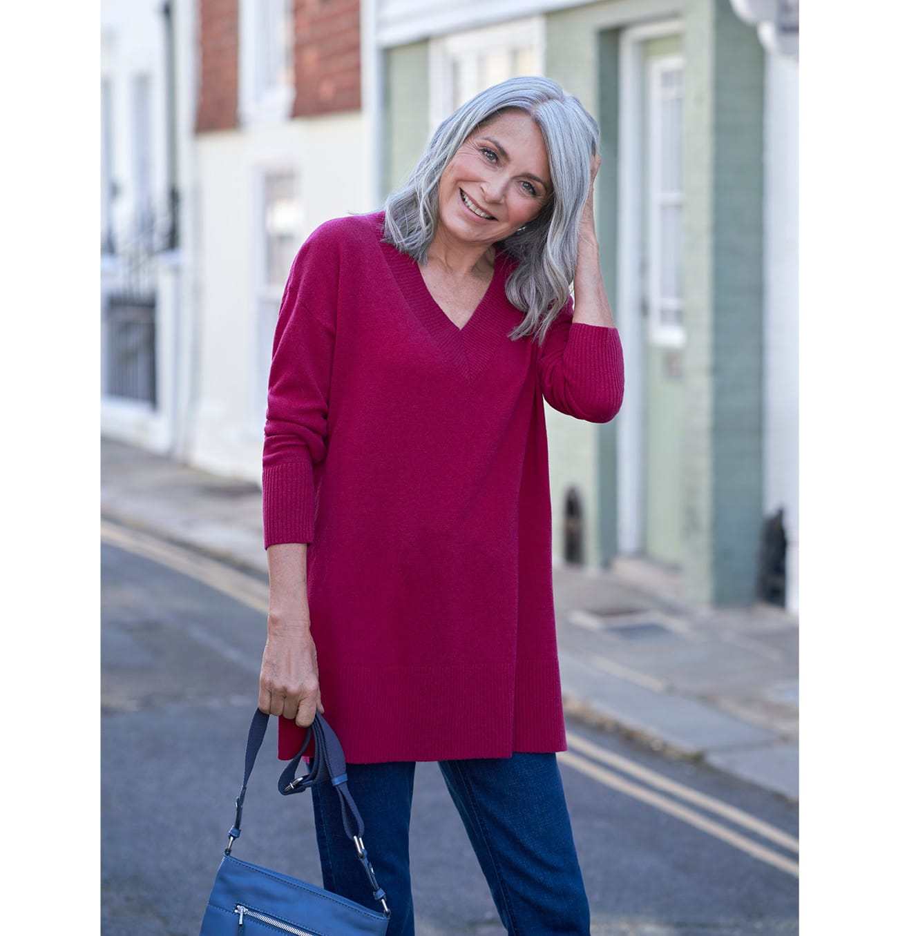 Cashmere Merino Deep V Neck Tunic