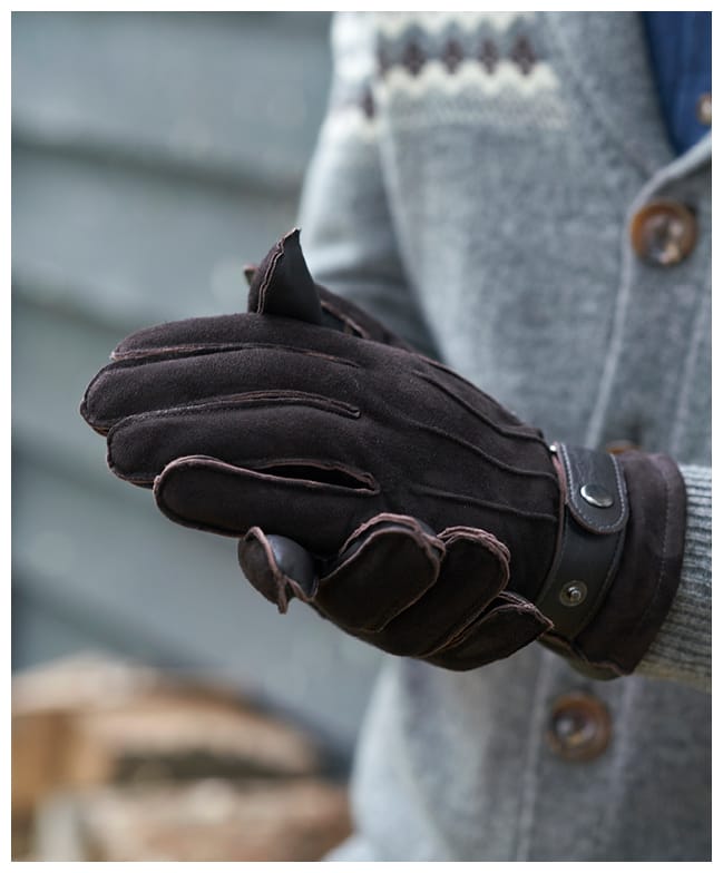 Mens Suede Glove with Leather Trims