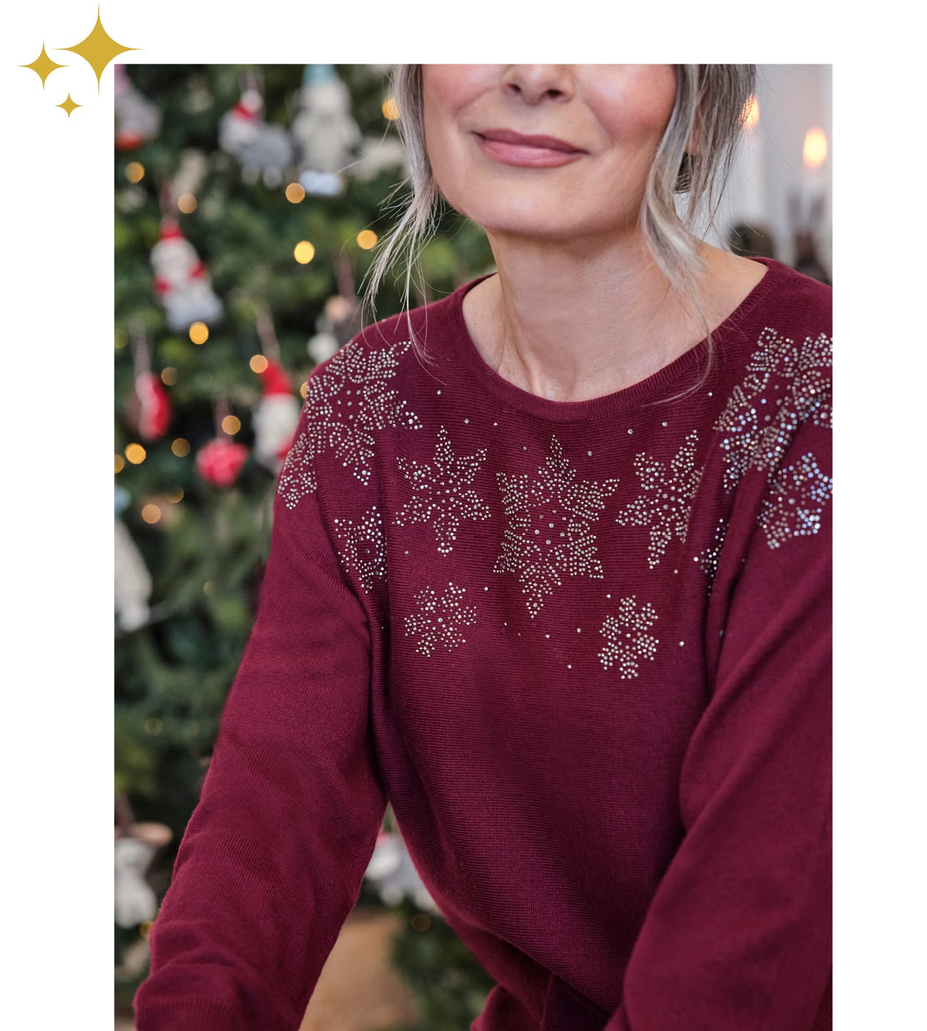 Embellished Snowflake Sweater