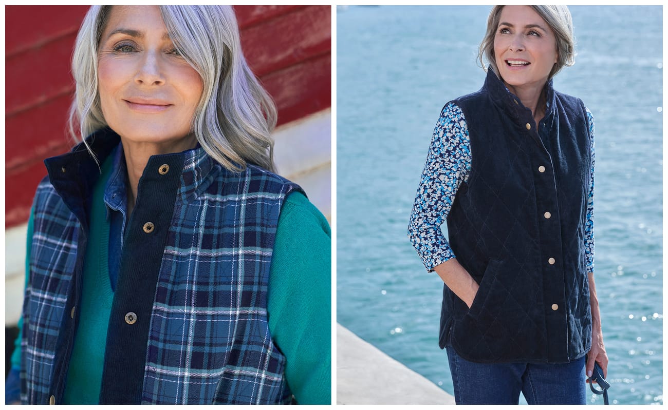 Soft Quilted Reversible Cord Gilet