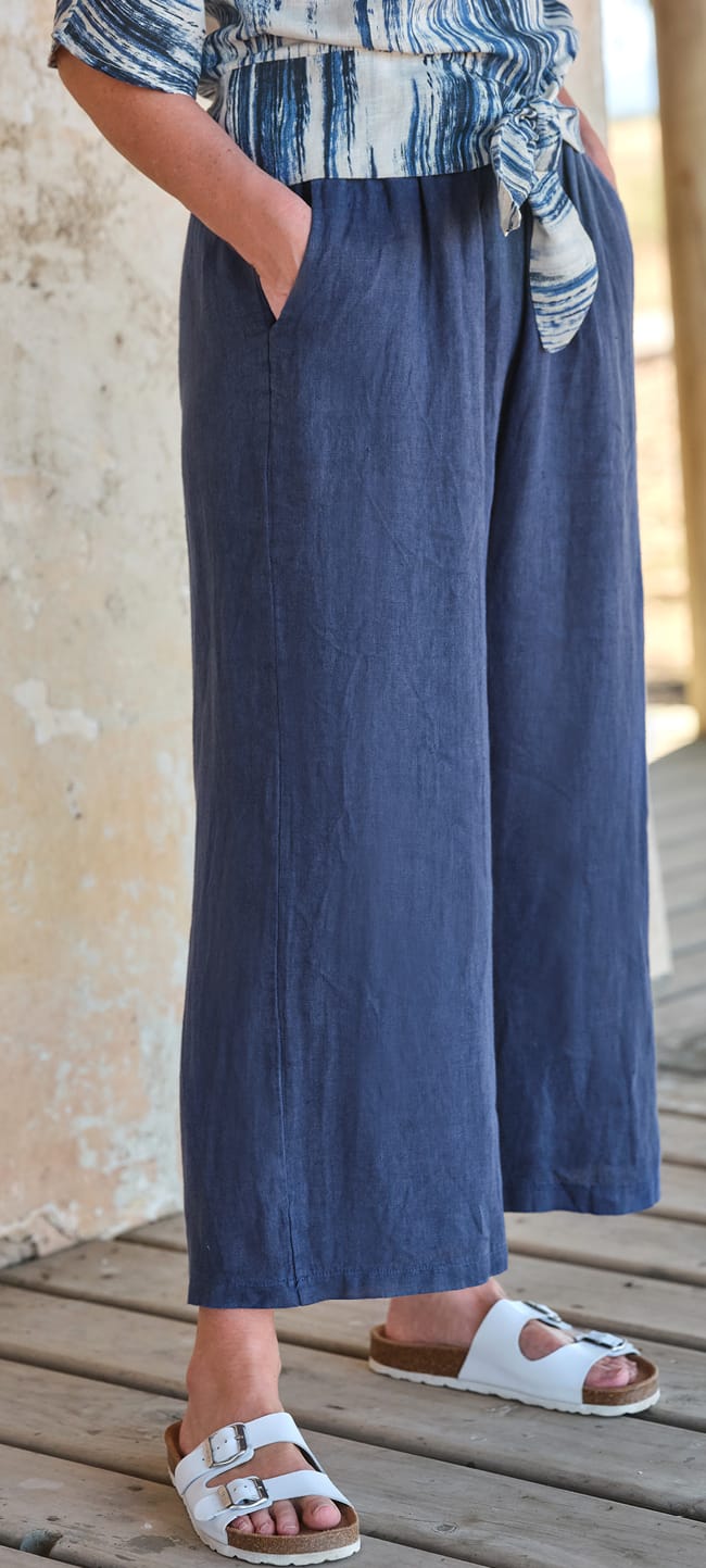 Elasticated Waist Linen Culottes