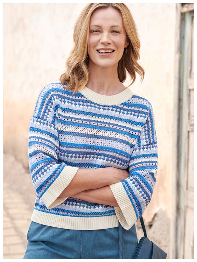 Organic Cotton Pointelle Stripe Sweater