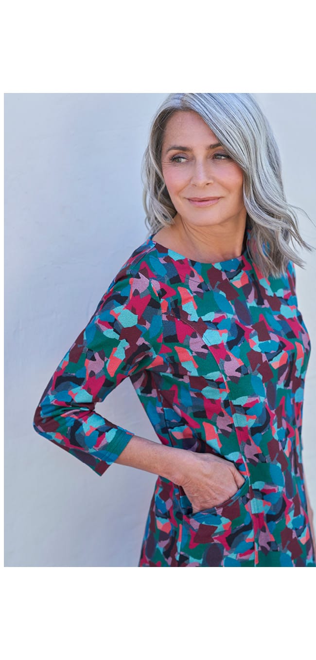 Curved Hem Printed Tunic