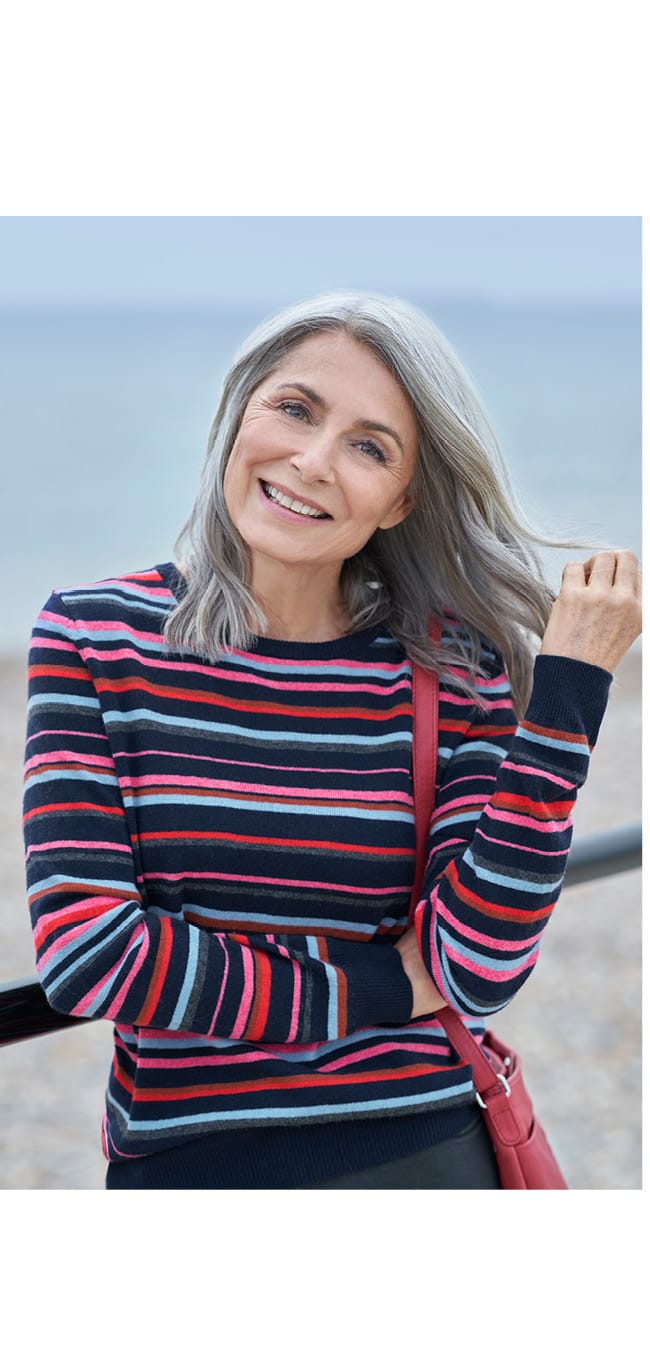 Variegated Stripe Crew Neck Jumper