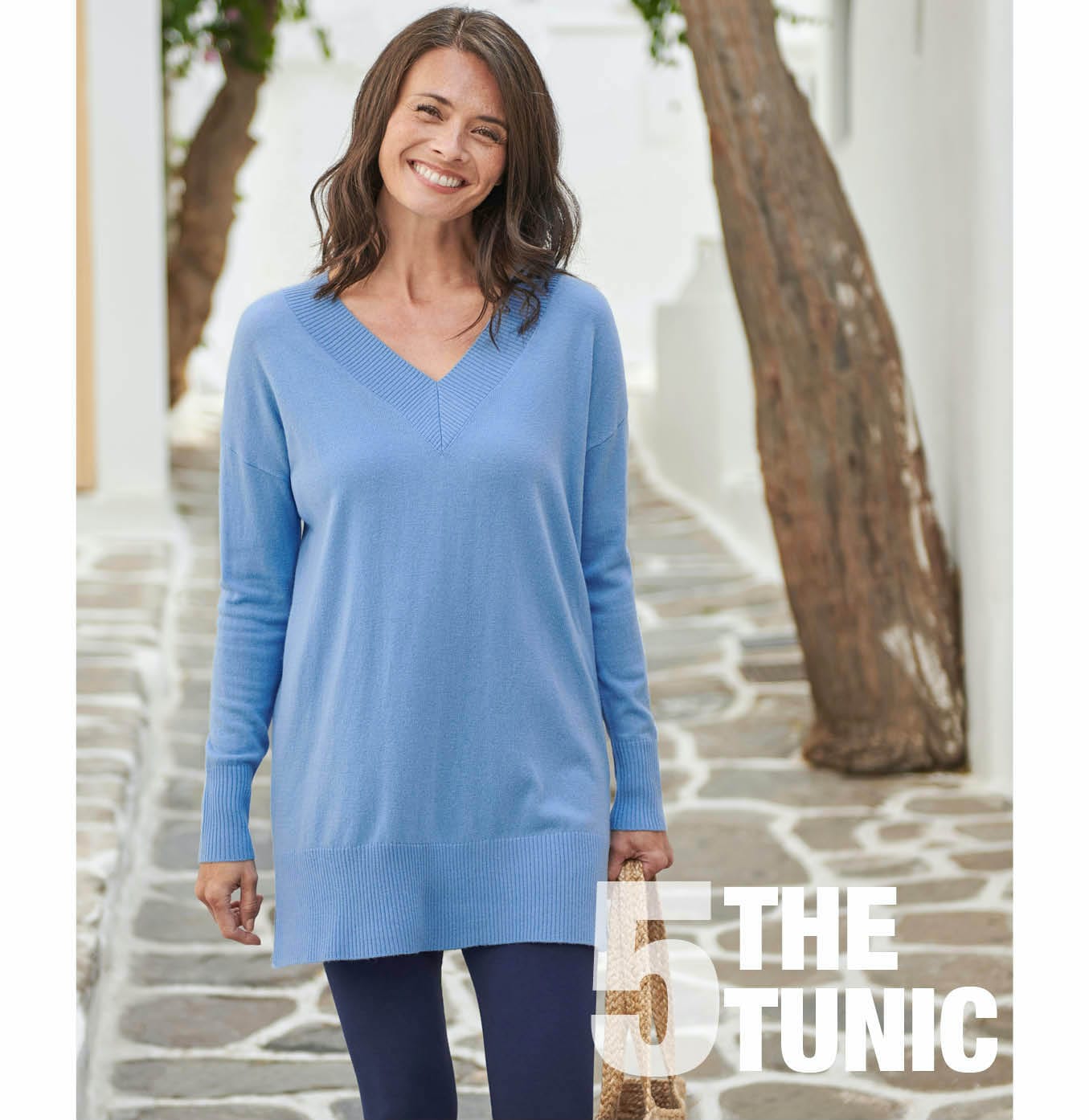 Cashmere Merino Deep V Neck Tunic