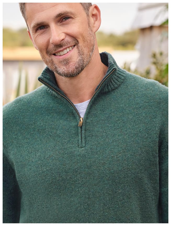 Mens Lambswool Zip Neck Sweater