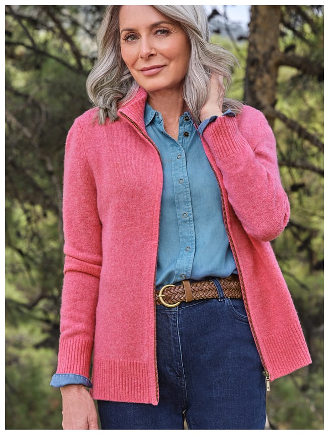 Lambswool Zip Thru Cardigan