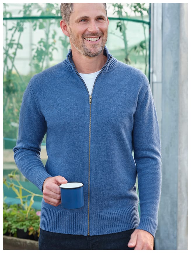 Mens Lambswool Lincoln Zipper Cardigan