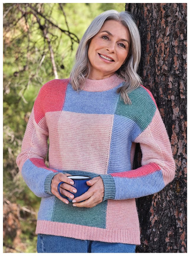 Purl Stitch Patchwork Sweater