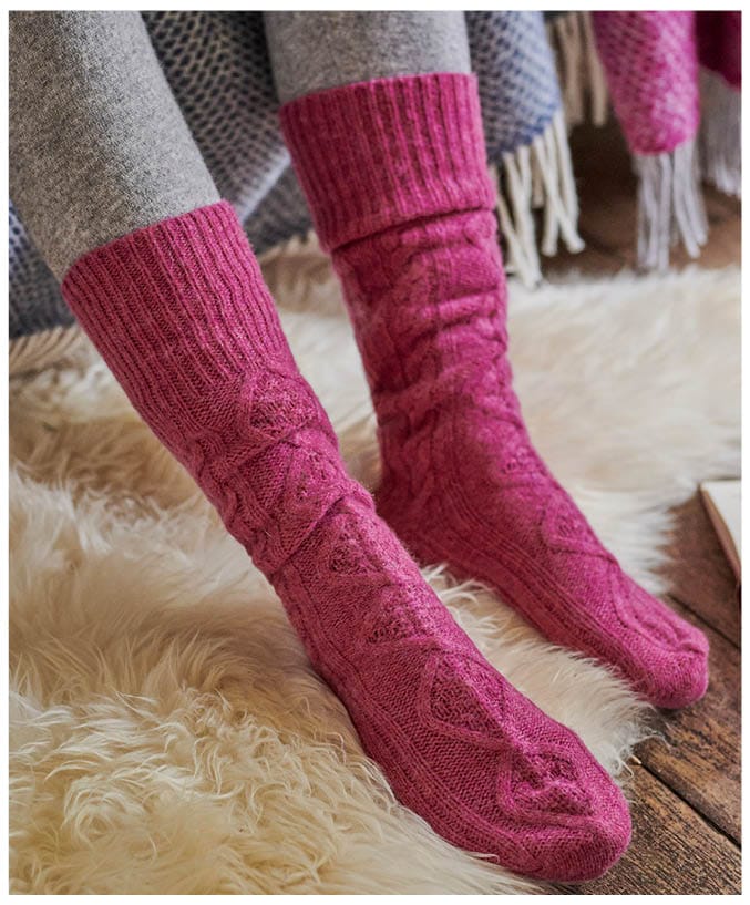 Womens Lambswool Cable Sock