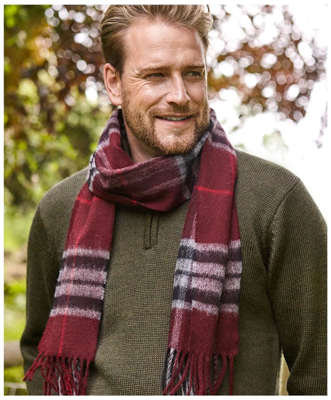 Mens 100% Merino Lambswool Tartan Scarf