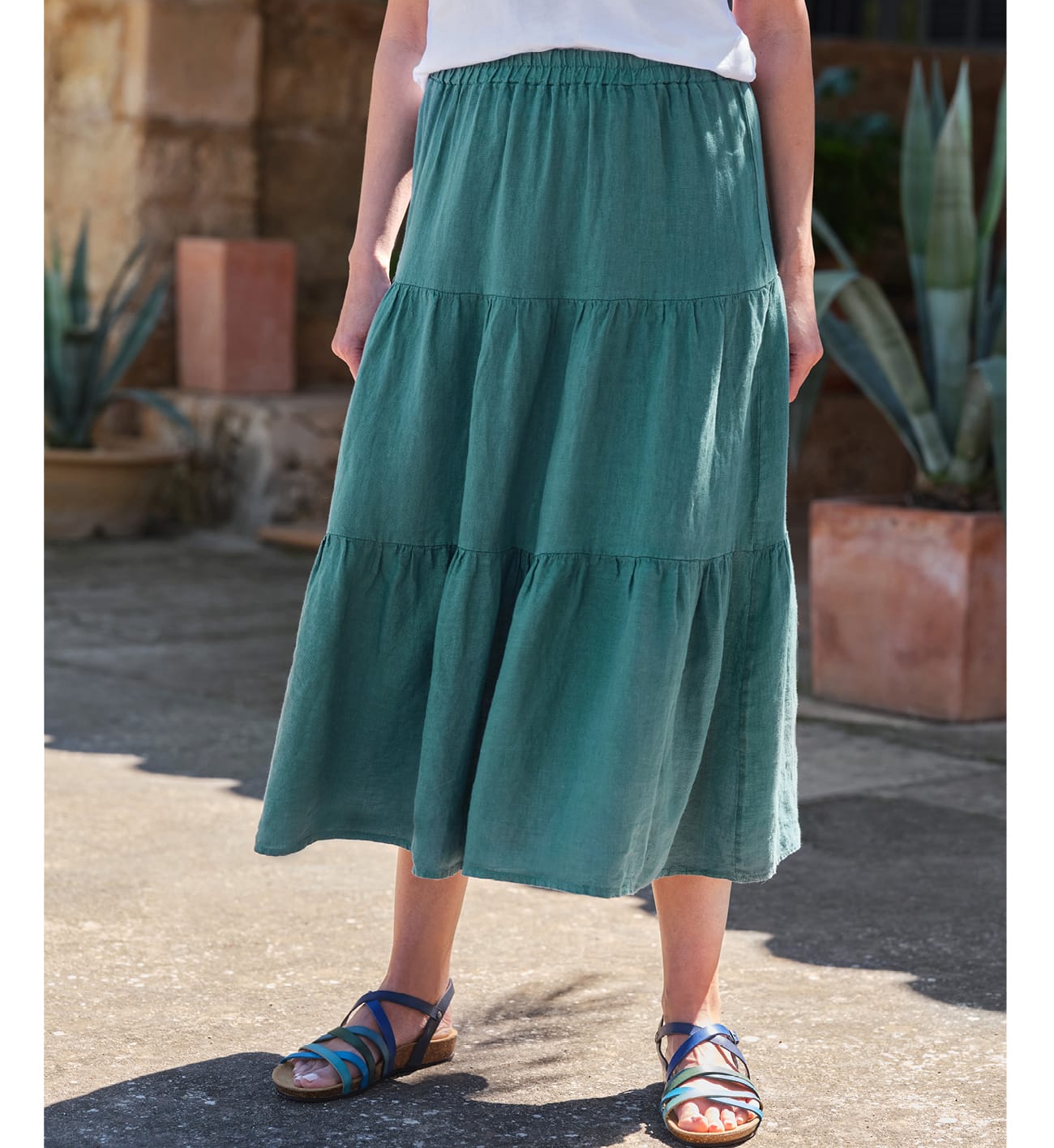 Linen Tiered Skirt